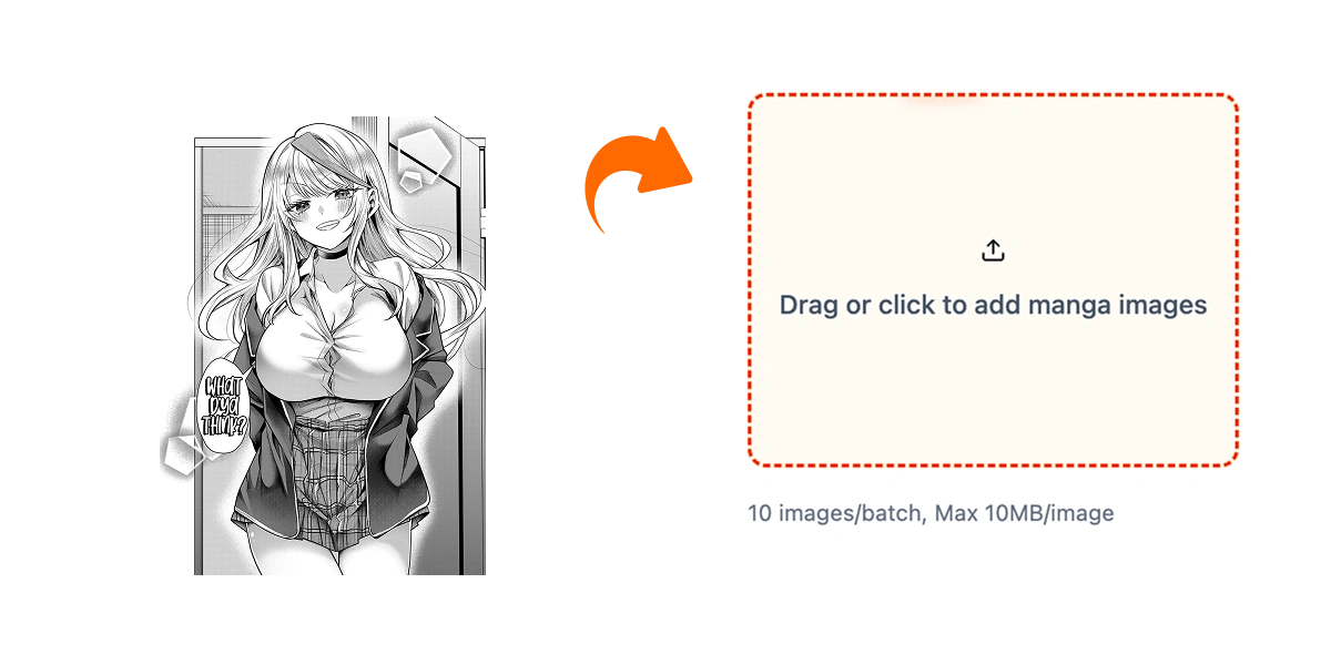 Upload black and white manga pages for colorization