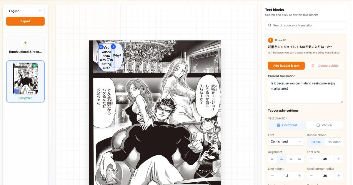 Professional AI manga translation and typesetting workflow for scanlation and localization